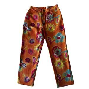 OPAL BY LORRAINE WARDY flower jeans orange pink size 10